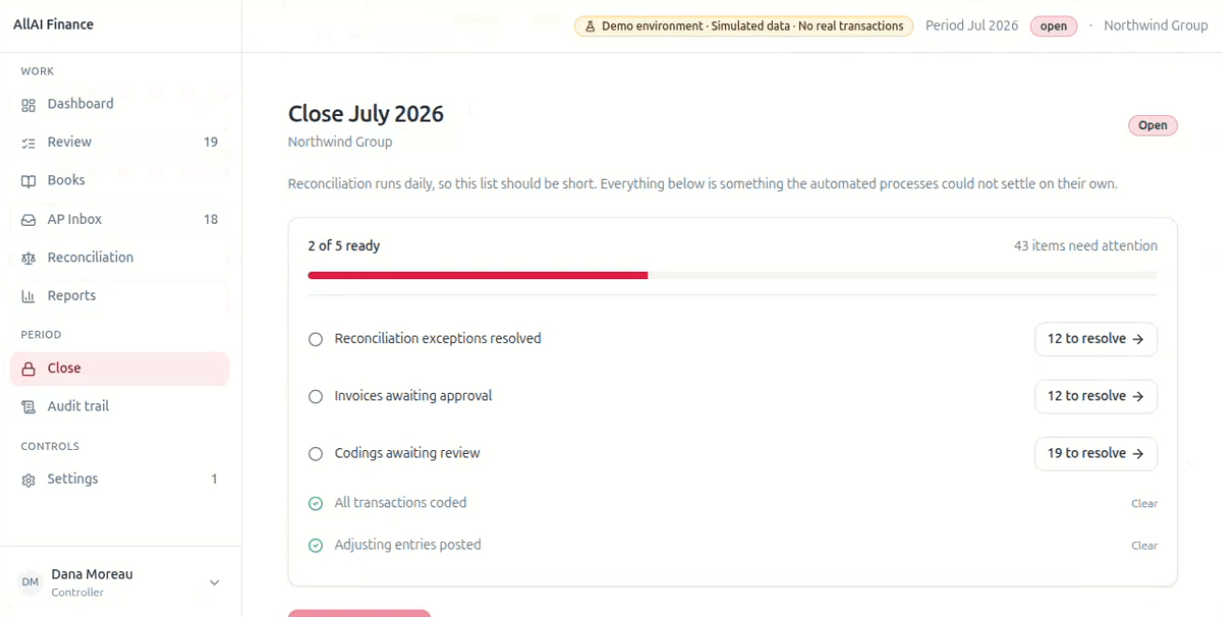The monthly close checklist: reconciliation exceptions, invoices and codings still open